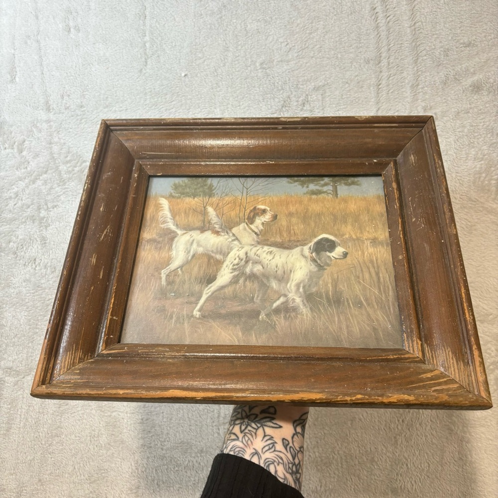 Hunting dog Print Wall Art Robert Christie  Wood Framed Setter Pointer 8 X 10 In - Picture 2 of 5